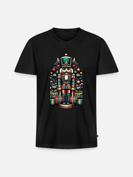 Christmas Nutcracker with Gifts - Men's Premium Organic T-shirt with V-neck - black