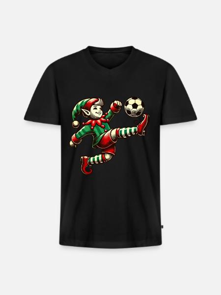 Soccer Playing Eleven With Ball - Men's Premium Organic T-shirt with V-neck - black