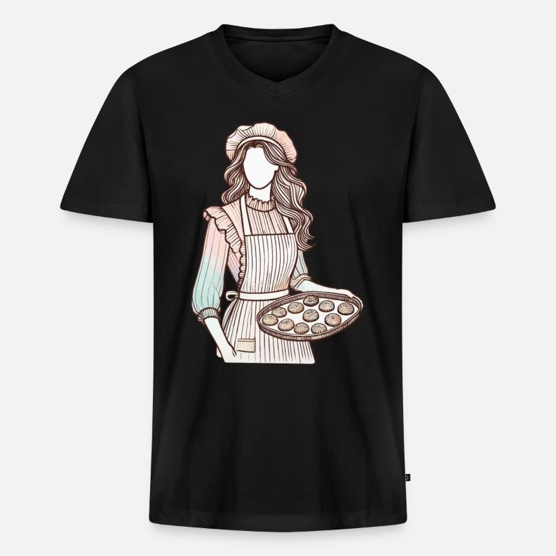Liebevoller Bäckerin Charm - Männer Premium Bio T-Shirt mit V-Ausschnitt - Schwarz