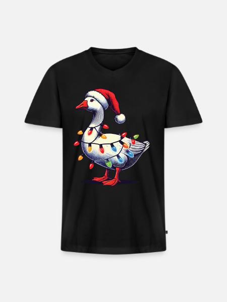 Funny Clumsy Christmas Goose - Men's Premium Organic T-shirt with V-neck - black