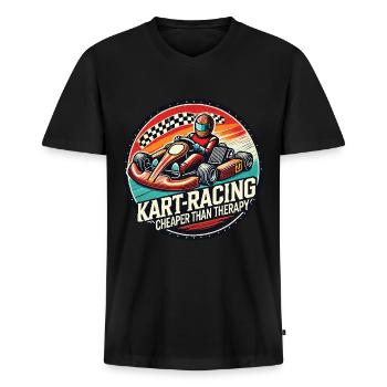 Kart-Racing Günstiger Als Therapie Go-Kart Spaß - Männer Premium Bio T-Shirt mit V-Ausschnitt - Schwarz - Vorne - Nico (187cm)