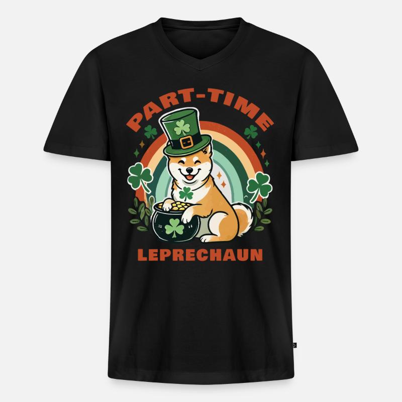 Teilzeit Leprechaun St. Patrick's Day - Männer Premium Bio T-Shirt mit V-Ausschnitt - Schwarz