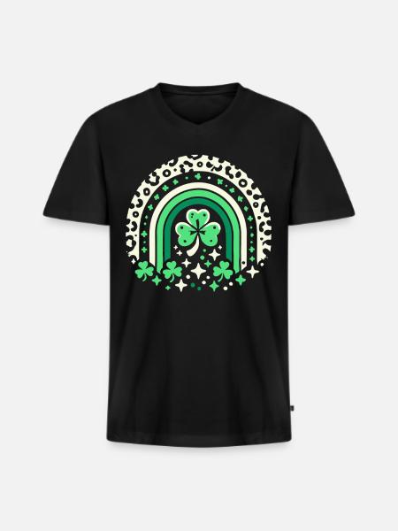 Saint-Patrick trèfle arc-en-ciel chance - T-shirt encolure en V Premium bio Homme - noir