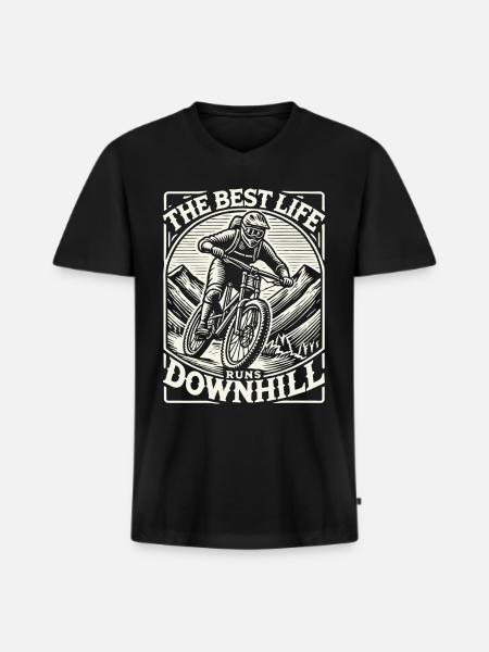 Bike Downhill Adventurer Retro Style - Men's Premium Organic T-shirt with V-neck - black