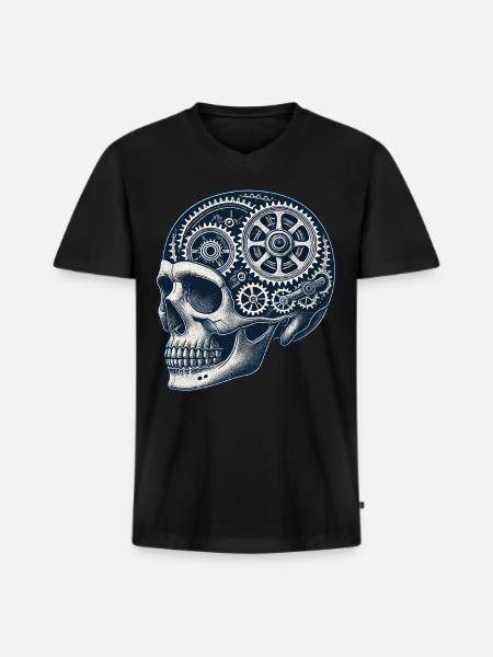 Bicycle Enthusiast Skull Gears - Men's Premium Organic T-shirt with V-neck - black