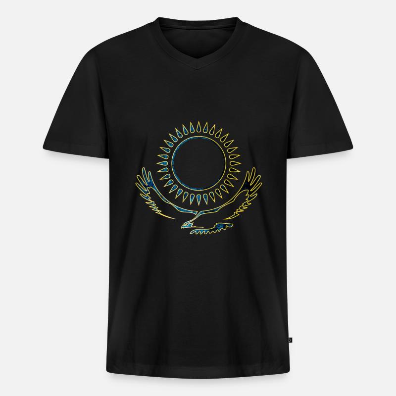 Kasachstan Adler edel - Männer Premium Bio T-Shirt mit V-Ausschnitt - Schwarz