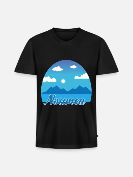 Noumea Dream Holiday in Blue - Men's Premium Organic T-shirt with V-neck - black