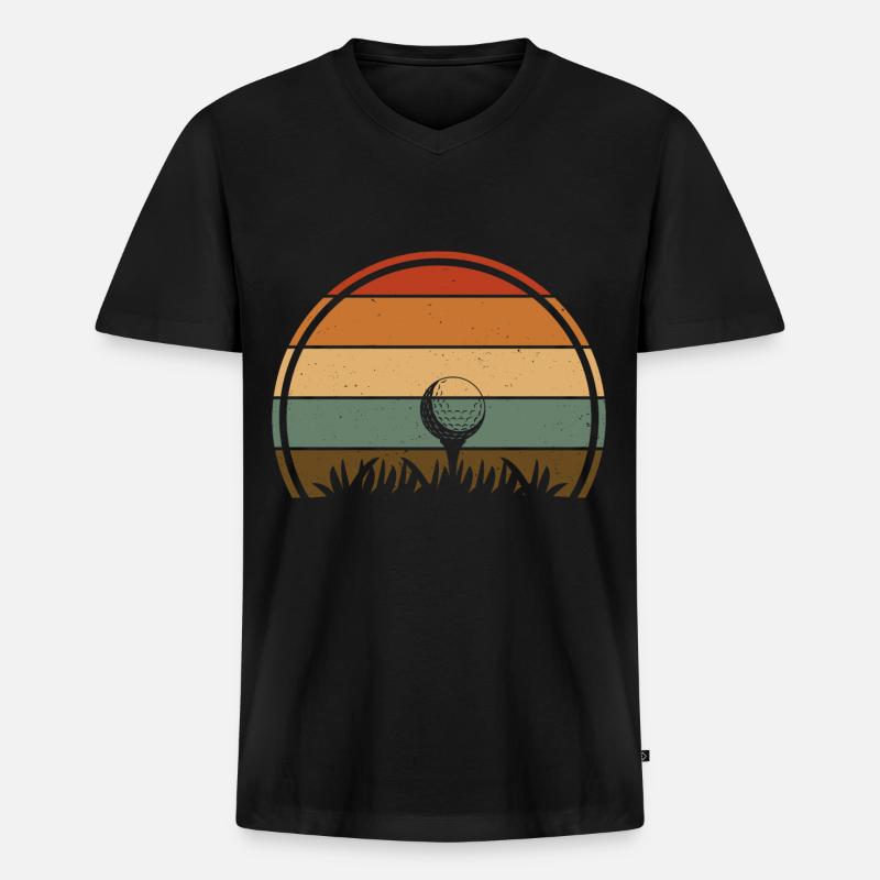 Golf Golfer - Männer Premium Bio T-Shirt mit V-Ausschnitt - Schwarz