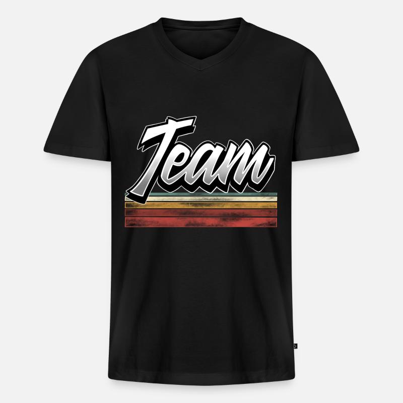 Team - Männer Premium Bio T-Shirt mit V-Ausschnitt - Schwarz