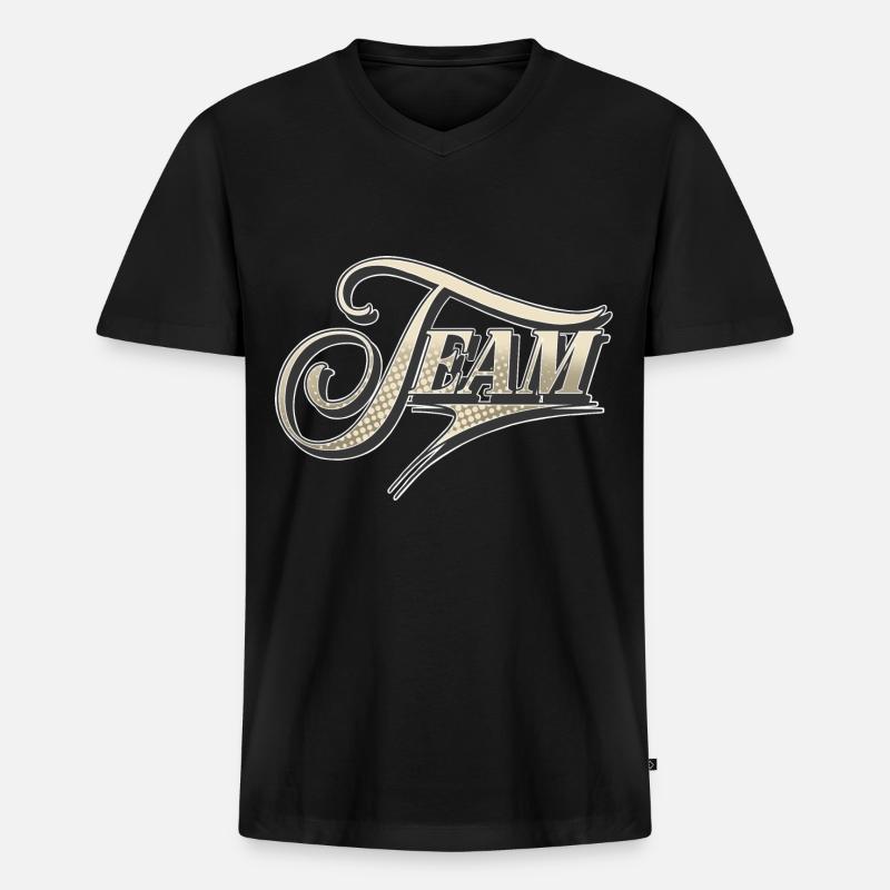 Team - Männer Premium Bio T-Shirt mit V-Ausschnitt - Schwarz