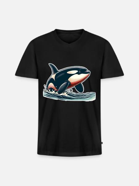 Orca Killer Whale - Men's Premium Organic T-shirt with V-neck - black