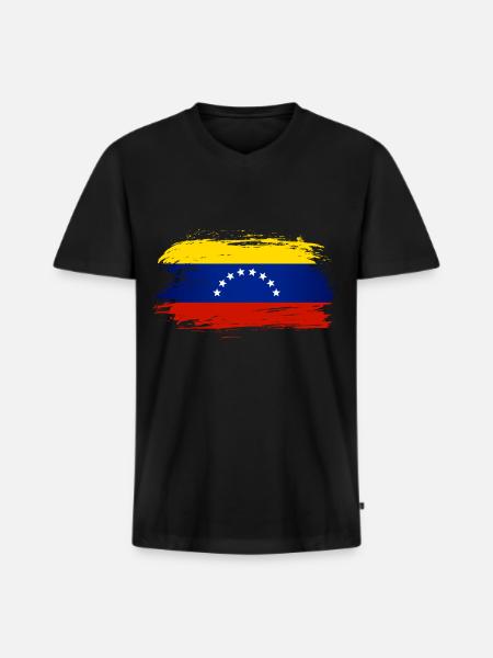 Drapeau du Venezuela - T-shirt encolure en V Premium bio Homme - noir