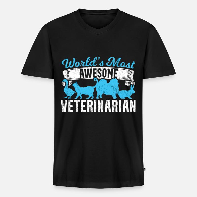 Weltbester Tierarzt - Männer Premium Bio T-Shirt mit V-Ausschnitt - Schwarz