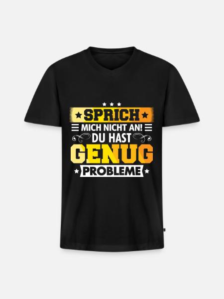 Sprich mich nicht an! - Männer Premium Bio T-Shirt mit V-Ausschnitt - Schwarz