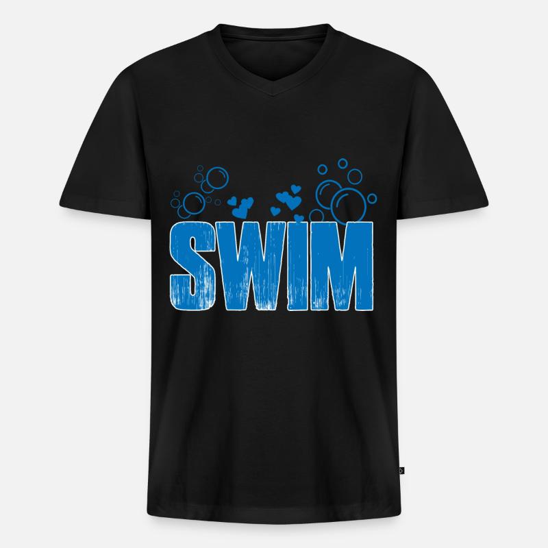 Schwimmen - Männer Premium Bio T-Shirt mit V-Ausschnitt - Schwarz