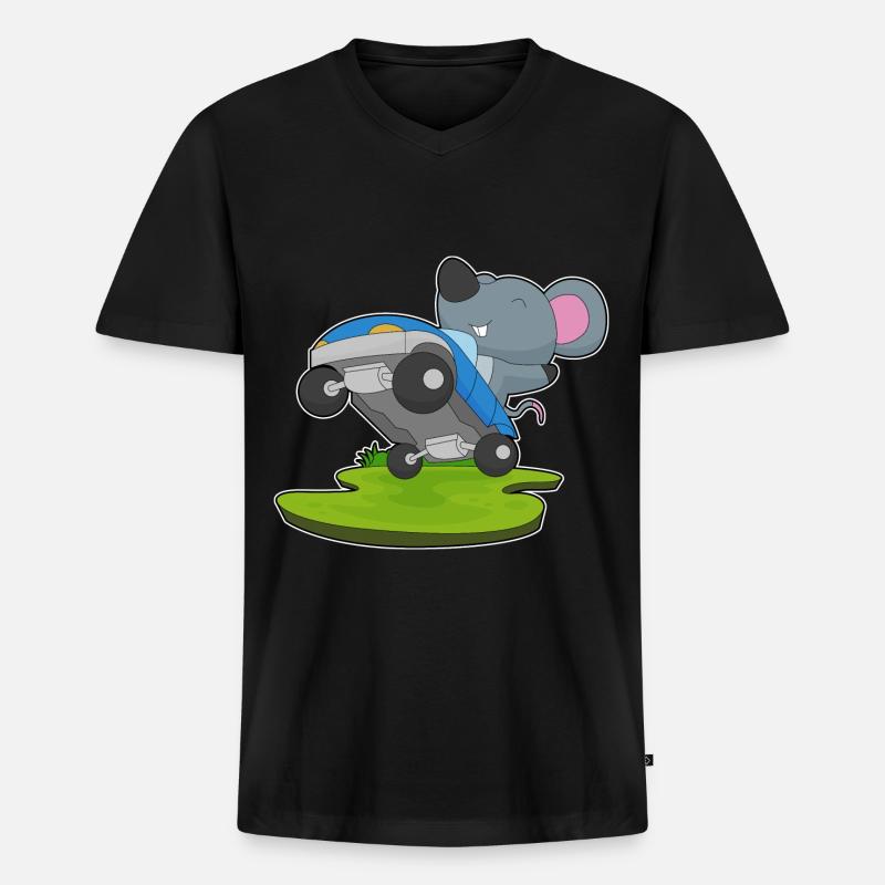 Maus Auto - Männer Premium Bio T-Shirt mit V-Ausschnitt - Schwarz