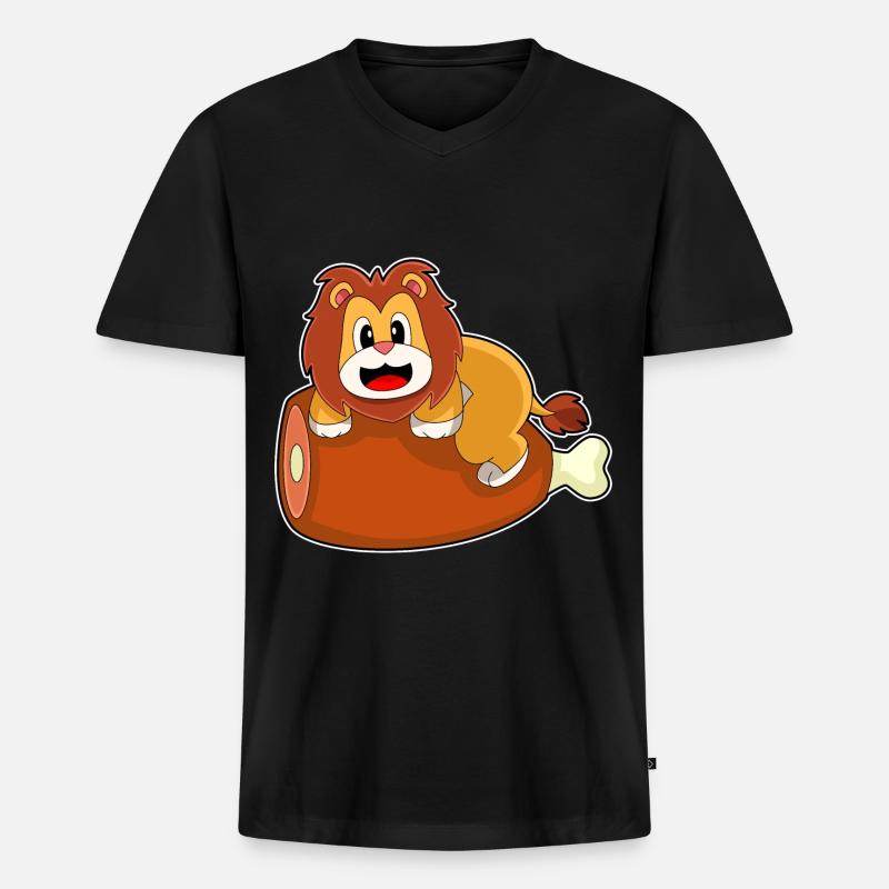 Löwe Fleisch - Männer Premium Bio T-Shirt mit V-Ausschnitt - Schwarz
