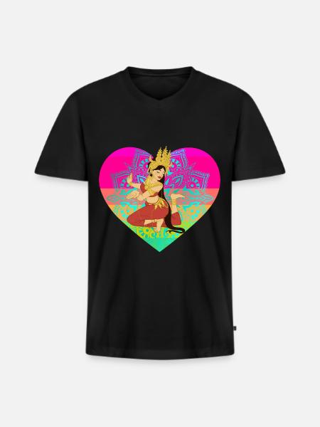 Dancer Asia India Thailand Heart Holiday - Men's Premium Organic T-shirt with V-neck - black
