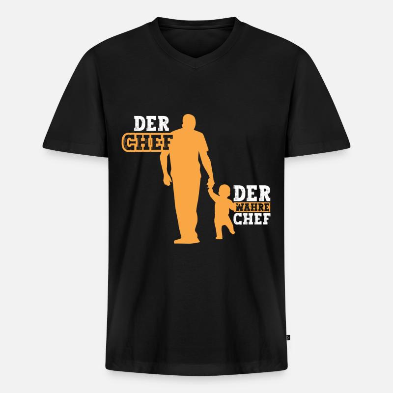 Der Chef der wahre Chef - Männer Premium Bio T-Shirt mit V-Ausschnitt - Schwarz