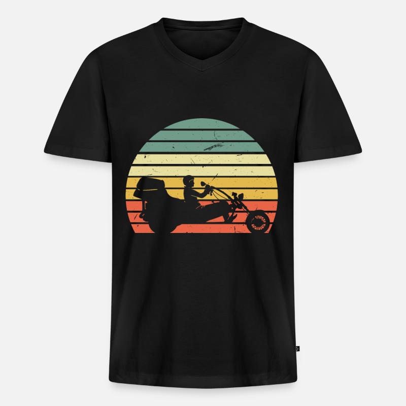 Ride Trike Retro - Männer Premium Bio T-Shirt mit V-Ausschnitt - Schwarz