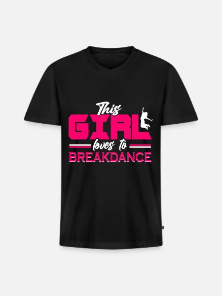 Breakdance Mädchen Breakdancer - Männer Premium Bio T-Shirt mit V-Ausschnitt - Schwarz