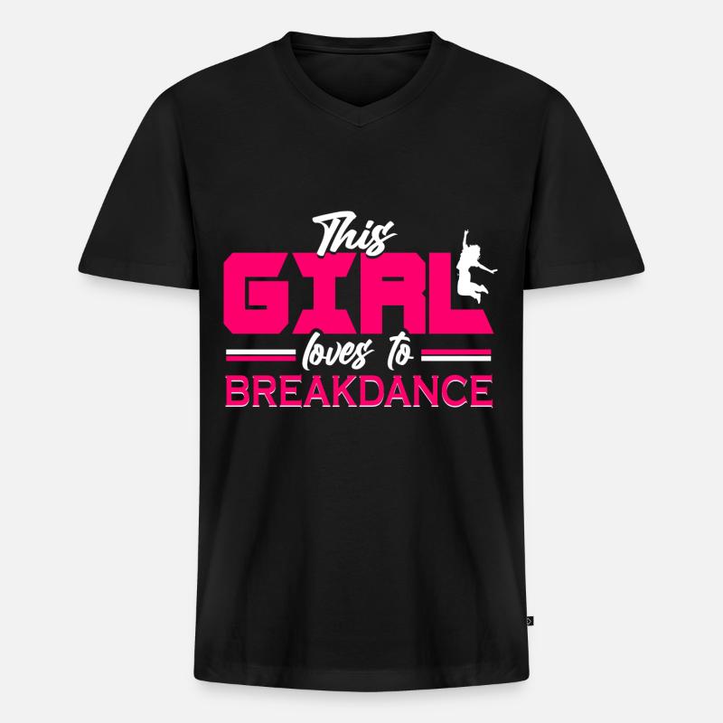 Breakdance Mädchen Breakdancer - Männer Premium Bio T-Shirt mit V-Ausschnitt - Schwarz