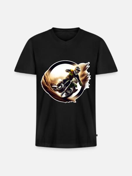 Motocross - T-shirt encolure en V Premium bio Homme - noir