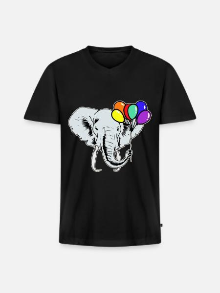 Elefant Regnbue LGBT Elefant Balloner Bøsse - Premium økologisk T-shirt med V-hals til mænd - sort