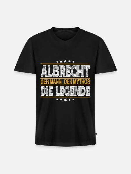 Albrecht - Männer Premium Bio T-Shirt mit V-Ausschnitt - Schwarz