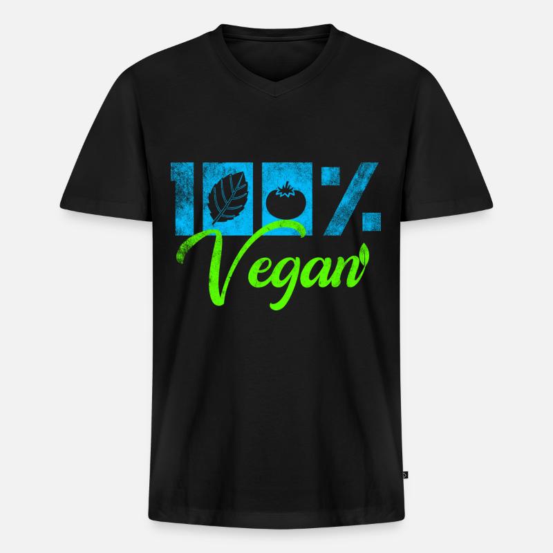 Vegan - Männer Premium Bio T-Shirt mit V-Ausschnitt - Schwarz