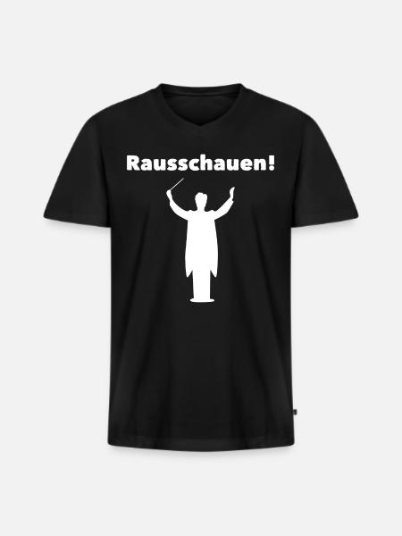 Rausschauen Dirigent - Männer Premium Bio T-Shirt mit V-Ausschnitt - Schwarz