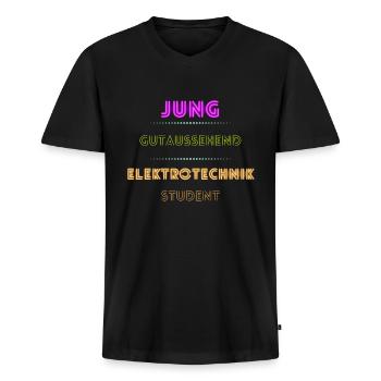 Jung gutaussehend Elektrotechnik Student - Männer Premium Bio T-Shirt mit V-Ausschnitt - Schwarz - Vorne - Nico (187cm)