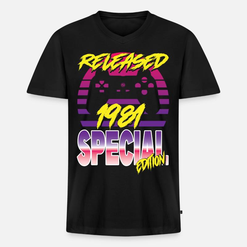 Released 1981 - Männer Premium Bio T-Shirt mit V-Ausschnitt - Schwarz