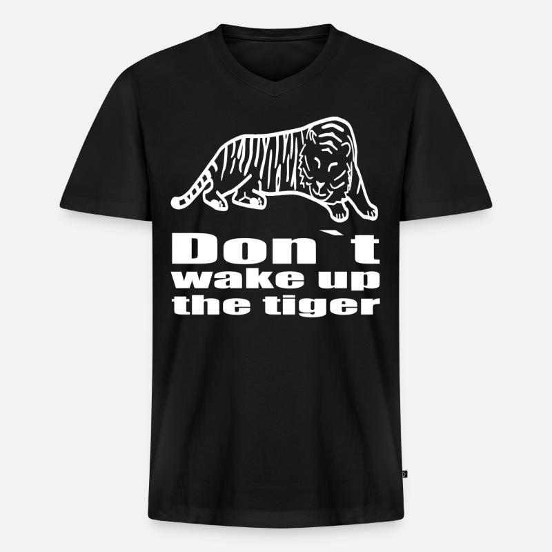 tiger - Männer Premium Bio T-Shirt mit V-Ausschnitt - Schwarz
