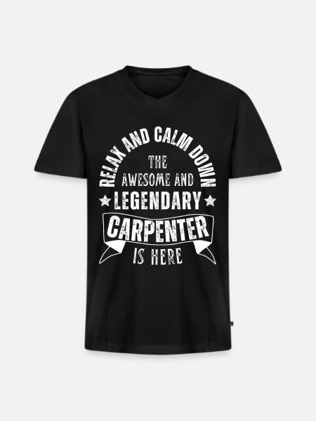 Legendärer Zimmerer Beruf Zimmermann - Männer Premium Bio T-Shirt mit V-Ausschnitt - Schwarz