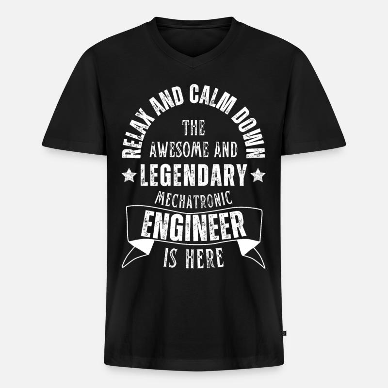Legendary mechatronics engineer is a profession here - Men's Premium Organic T-shirt with V-neck - black