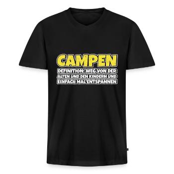 Campen Therapie Lustiger Spruch - Männer Premium Bio T-Shirt mit V-Ausschnitt - Schwarz - Vorne - Nico (187cm)