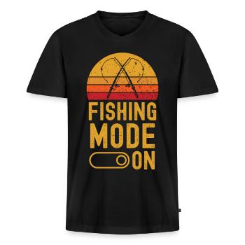 Angeln Mode on retro vintage - Männer Premium Bio T-Shirt mit V-Ausschnitt - Schwarz - Vorne - Nico (187cm)