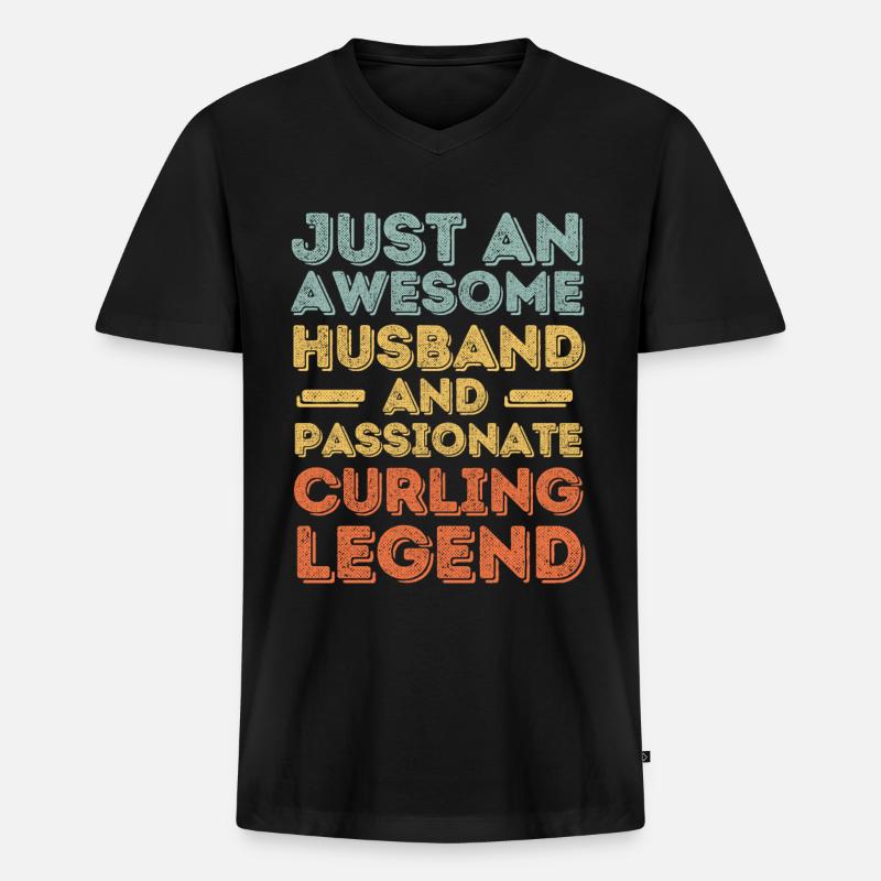 Ehemann Curling retro - Männer Premium Bio T-Shirt mit V-Ausschnitt - Schwarz