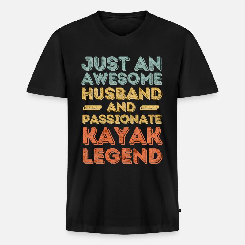 Ehemann Kayak retro - Männer Premium Bio T-Shirt mit V-Ausschnitt - Schwarz