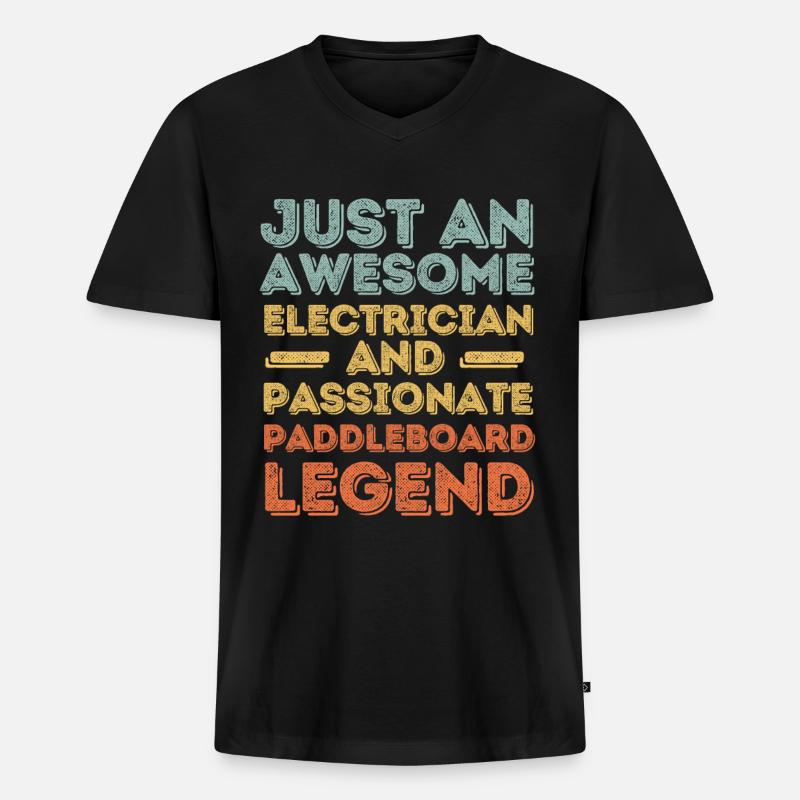 Elektriker Paddleboard retro - Männer Premium Bio T-Shirt mit V-Ausschnitt - Schwarz