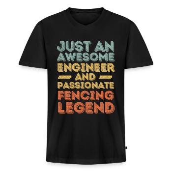 Ingenieur Fechten retro - Männer Premium Bio T-Shirt mit V-Ausschnitt - Schwarz - Vorne - Nico (187cm)