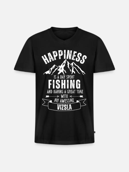 Fishing and Vizsla - Men's Premium Organic T-shirt with V-neck - black