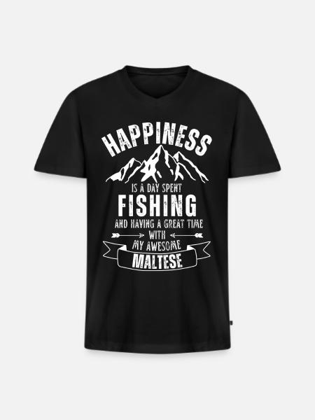 Angeln und Malteser - Männer Premium Bio T-Shirt mit V-Ausschnitt - Schwarz