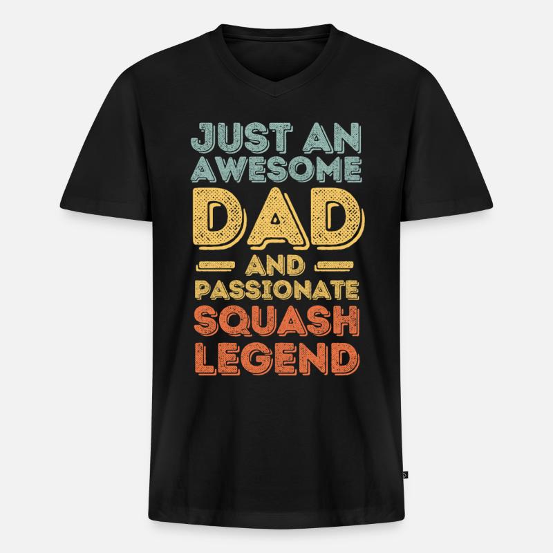 Papa Squash retro - Männer Premium Bio T-Shirt mit V-Ausschnitt - Schwarz
