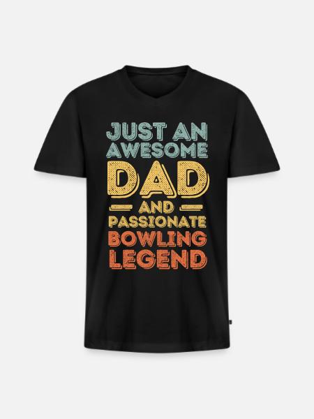 Daddy bowling retro - Men's Premium Organic T-shirt with V-neck - black