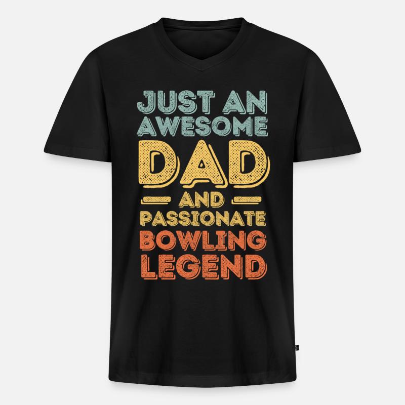 Papa Bowling retro - Männer Premium Bio T-Shirt mit V-Ausschnitt - Schwarz
