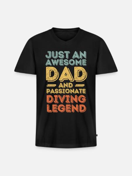 Dad diving retro - Men's Premium Organic T-shirt with V-neck - black