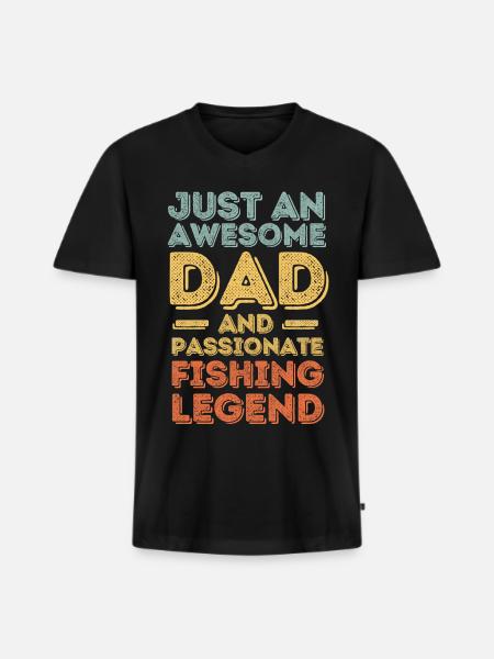 dad fishing fishing retro - Men's Premium Organic T-shirt with V-neck - black