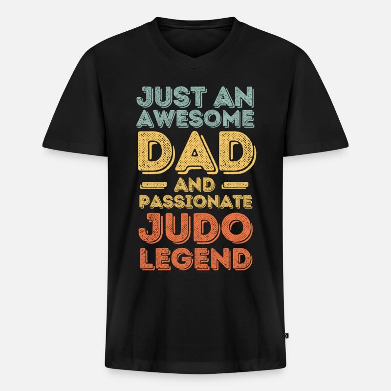 Papa Judo retro - Männer Premium Bio T-Shirt mit V-Ausschnitt - Schwarz